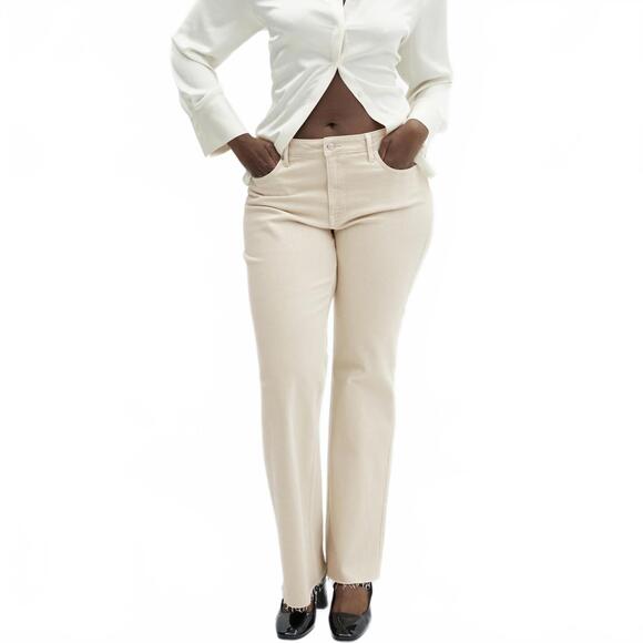 Mango Fiona Medium-Rise Flared Jeans Ecru Beige NWT Size 12 - Picture 1 of 9